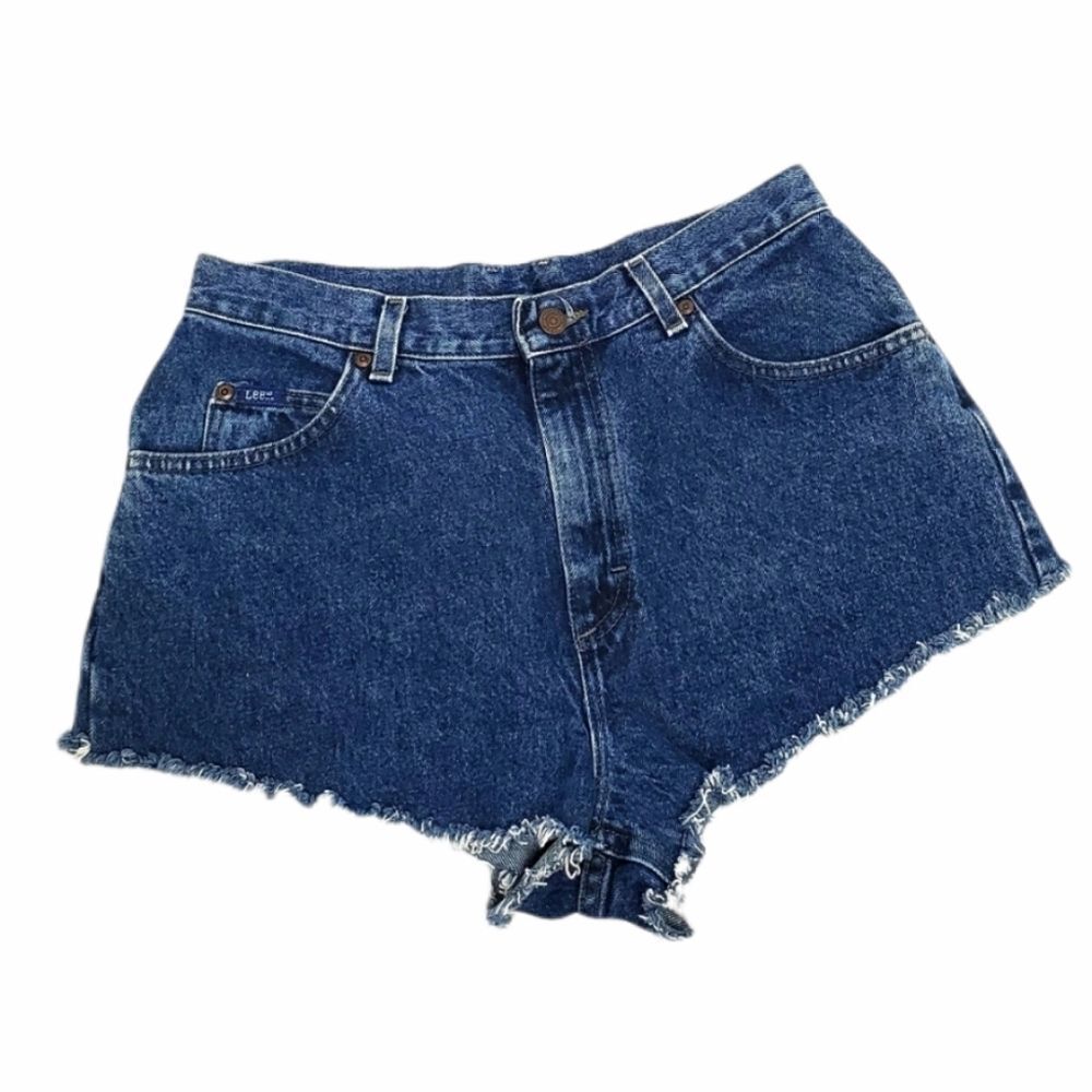 VINTAGE 90s cutoff‎ shorts Lee high rise stonewash blue jean M